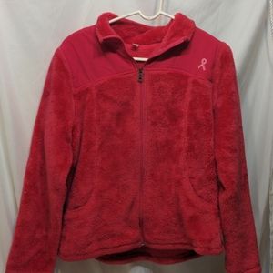 Red Exertek breast cancer awareness fleece jacket